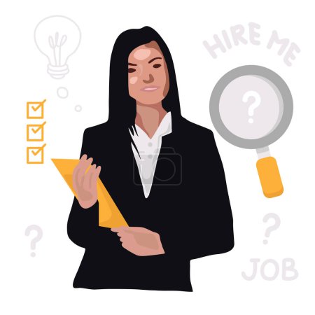 Téléchargez les photos : Illustration de femme d'affaires pour le recrutement et l'embauche. Illustration vectorielle. - en image libre de droit