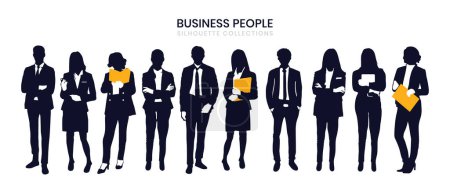 Téléchargez les photos : Silhouette d'hommes et de femmes d'affaires, dans différentes poses. Silhouette collection d'entreprise. - en image libre de droit