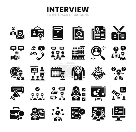Téléchargez les photos : Interview Icons Bundle. Style icônes glyphe. Illustration vectorielle. - en image libre de droit