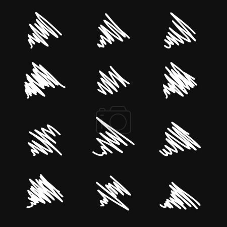 Illustration for Vector abstract white sketch random scribbles on a black background. Vector scribble collection. - Royalty Free Image