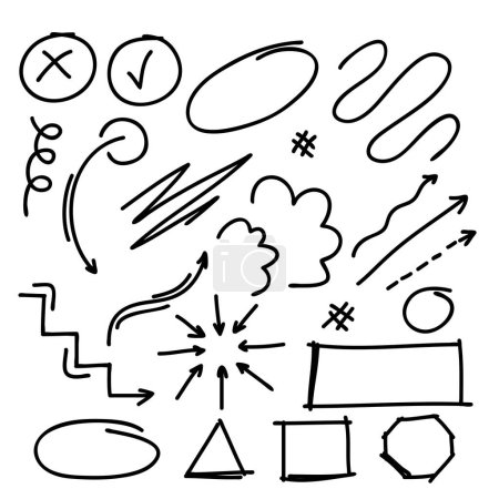 Elément de gribouillage dessiné à la main.Illustration vectorielle.