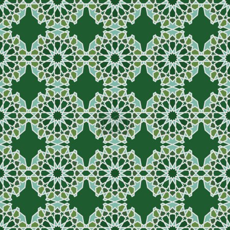 Moroccan seamless pattern green color decorative background