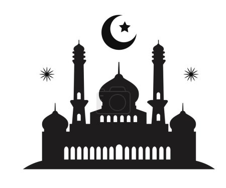Mosque silhouette ramadan kareem background