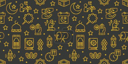 Nahtlose goldene Muster Ramadan Kareem Elemente. Handgezeichnete Vektorillustration