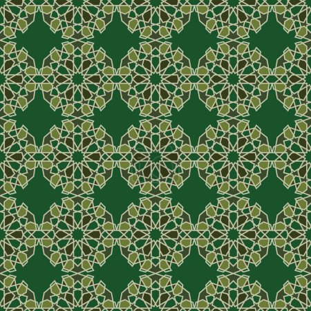 Mosaïque de motif sans couture marocaine, fond décoratif de couleur verte