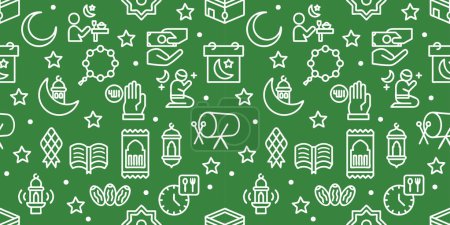 Nahtloses Muster Ramadan Kareem Elemente. Handgezeichnete Vektorillustration