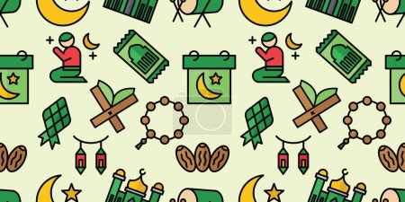 Seamless pattern Ramadan Kareem elements background vector illustrations