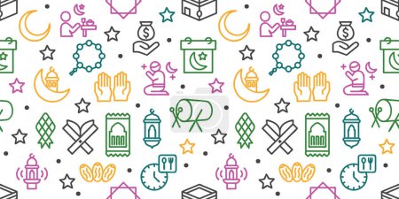 PrinSeamless pattern Ramadan Kareem elements background illustrations