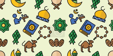 Seamless pattern Ramadan Kareem elements background illustration