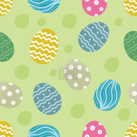 Téléchargez les photos : Modèle sans couture d'œufs dessinés à la main, illustration vectorielle de fond du jour de Pâques - en image libre de droit