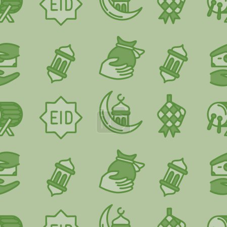 Seamless pattern of Eid Mubarak elements background. Vector illustration.