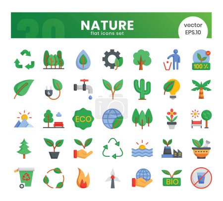 Nature Icons Bundle. Flat icons style. Vector illustration.