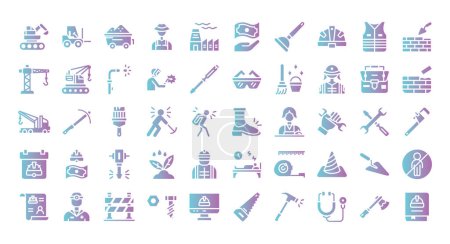 Ilustración de Paquete de iconos del Día del Trabajo.Estilo de iconos de gradiente plano. Ilustración vectorial. - Imagen libre de derechos
