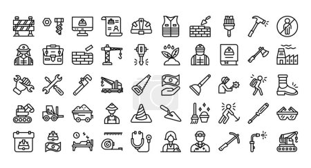 Ilustración de Paquete de iconos del Día del Trabajo.Esboza el estilo de iconos. Ilustración vectorial. - Imagen libre de derechos