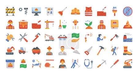 Ilustración de Paquete de iconos del Día del Trabajo.Estilo de iconos planos. Ilustración vectorial. - Imagen libre de derechos