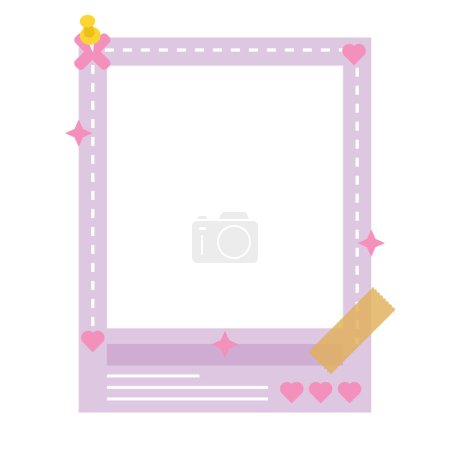 Nettes Photocall-Polaroid mit rosa Rahmen und Wolkendekoration