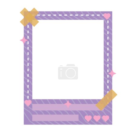 Nettes Photocall-Polaroid mit rosa Rahmen und Wolkendekoration