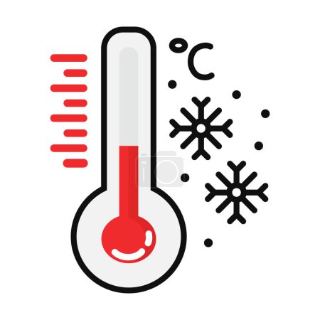 Illustration for Winter thermometer temperature celsius icon drawing doodle - Royalty Free Image