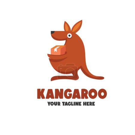 Mascot kangaroo logo for storage box delivery service ,featuring playful and dynamic design