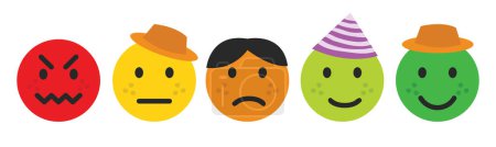 Ilustración de Clasificación emojis establecidos en diferentes colores. Colección de emoticonos de retroalimentación. - Imagen libre de derechos