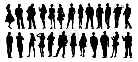 Téléchargez les photos : Silhouette hommes et femmes dans différentes poses collection.Illustration vectorielle - en image libre de droit