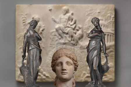 Depiction of authentic statues of ancient Rome by Juno the goddess of women, marriage, motherhood and fertility