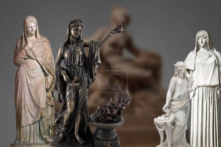 Photo for Depiction of authentic statues of ancient Rome by Vesta Goddess of the home and home - Royalty Free Image