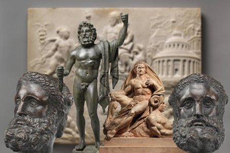 Darstellung authentischer Statuen des antiken Roms von Jupiter König des Himmels und Stammvater aller Götter. 