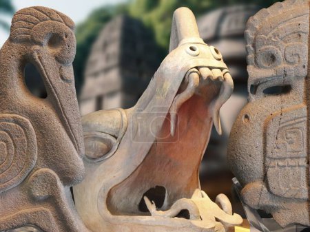 Photo for Beautiful reproductions of animals from Olmec craftsmanship, they were used for religious or ceremonial purposes. They may have been offered to the gods or used as talismans or amulets ( - Royalty Free Image