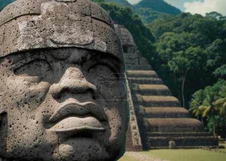 Photo for The colossal head of San Lorenzo, Veracruz, is one of the most famous. - Royalty Free Image