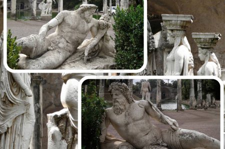 Foto de Las maravillosas esculturas clásicas que adornan Villa Adriana (Villa Adriana) sitio arqueológico de la UNESCO en Tivoli - Roma - Lazio - Italia - Imagen libre de derechos