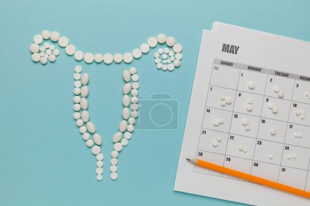 Photo for Health and treatment of female womb. Uterus made of pills. - Royalty Free Image