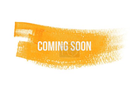 Photo for Coming soon on yellow paint background, isolated on white. Advertising banner concept. - Royalty Free Image