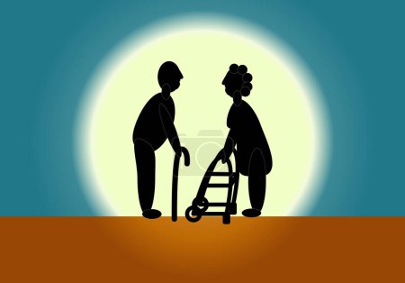 Ilustración de El declive de los pensionistas, jubilados, ancianos, ancianos - Imagen libre de derechos