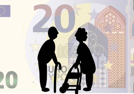 Illustration for The pension and pensioners, retirees, the elderly, the elderly. pensions - Royalty Free Image