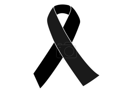 Black mourning bow on white background.