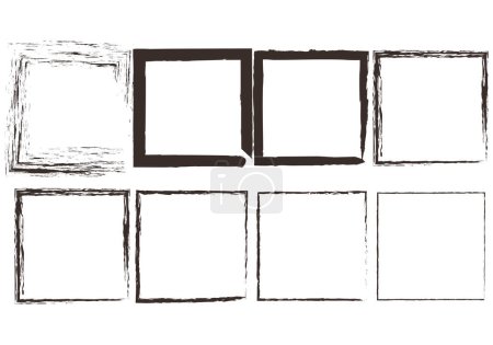 Téléchargez les illustrations : Icônes carrées avec trait de peinture noir. - en licence libre de droit