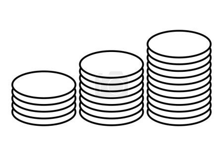 Ilustración de Icono gráfico hecho con monedas en crecimiento. - Imagen libre de derechos