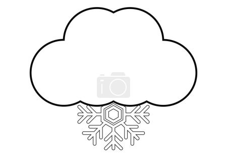 Ilustración de Icono de nube con copos de nieve sobre fondo blanco. - Imagen libre de derechos