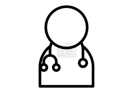 Ilustración de Icono negro de un perfil médico sobre fondo blanco. - Imagen libre de derechos