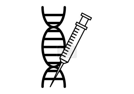 Illustration for DNA strand icon with injection. - Royalty Free Image