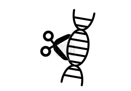 Illustration for DNA icon with scissors icon. - Royalty Free Image