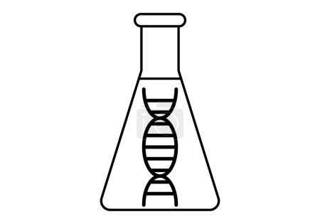 Illustration for Black icon of test tube with DNA strand. - Royalty Free Image