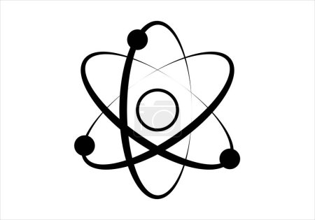 Ilustración de Icono negro de un átomo con sus electrones. - Imagen libre de derechos