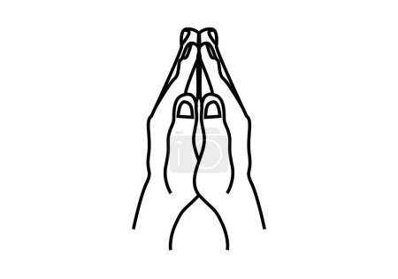 Ilustración de Oración manos icono negro sobre fondo blanco. - Imagen libre de derechos