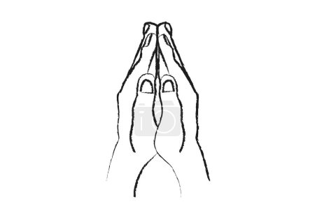 Ilustración de Oración manos icono negro sobre fondo blanco. - Imagen libre de derechos