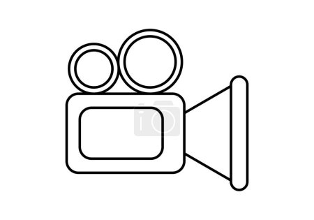 Ilustración de Icono negro de una cámara de vídeo sobre fondo blanco. - Imagen libre de derechos