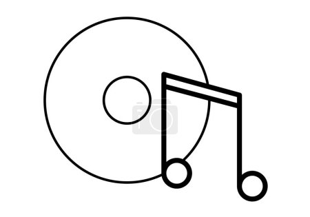 Illustration for Black musical cd icon with music note. - Royalty Free Image