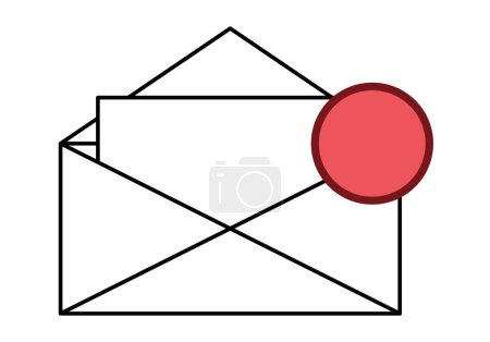 Ilustración de Icono de correo electrónico negro con notificación. - Imagen libre de derechos