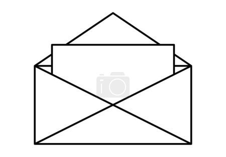Ilustración de Icono negro de la carta abierta en un sobre. - Imagen libre de derechos